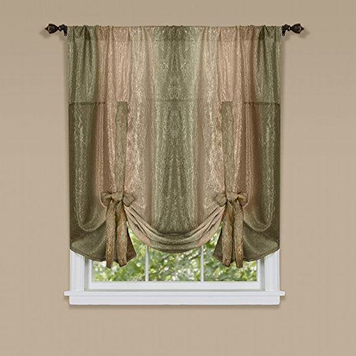 Ben&Jonah Collection Ombre Window Curtain Tie Up Shade 50x63 - Earth