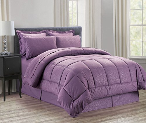 Ben&Jonah Queen Size 8 Piece Vine Down Alternative Bed N Bag (86 inch x 86 inch ) - Plum