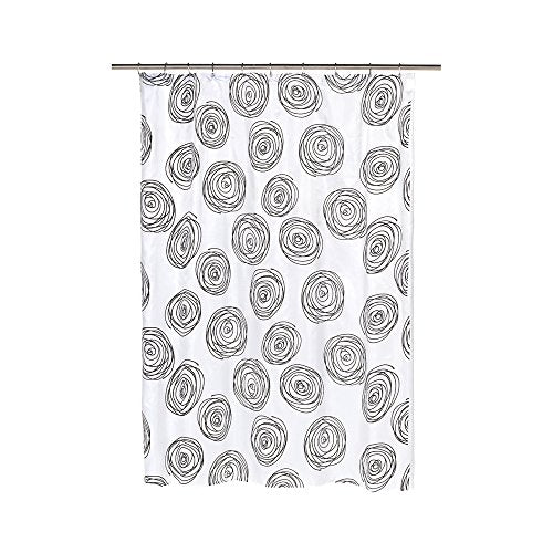 Park Avenue Deluxe Collection Park Avenue Deluxe Collection inch Lucerne inch Fabric Shower Curtain with Poly Taffeta Flocking in Black/White