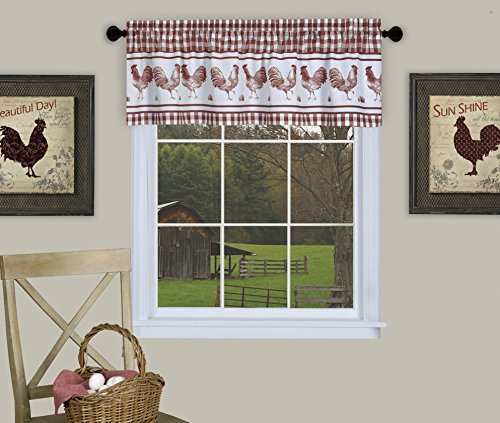 Ben&Jonah Collection Barnyard Window Curtain Valance - 58x14 - Burgundy