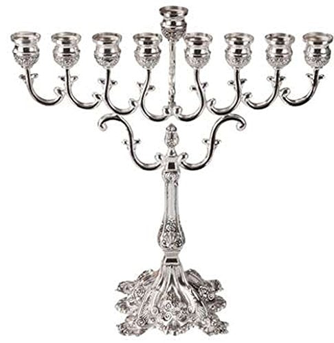 Lamp Lighters Ultimate Judaica Silver Plated Menorah - 11 inch H X 10.5 inch W
