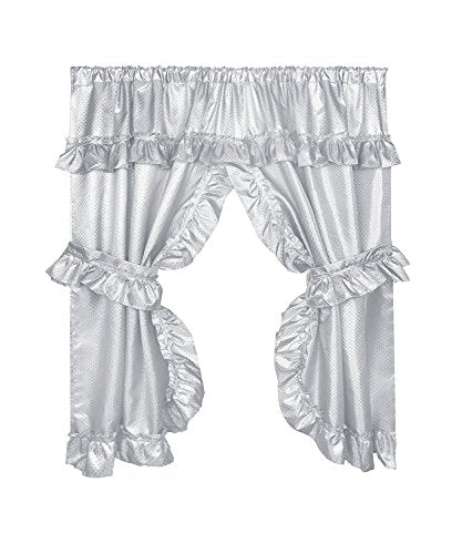 Park Avenue Deluxe Collection Park Avenue Deluxe Collection inch Lauren inch Window Curtain with Ruffled Valance Silver