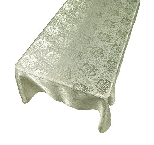 Park Avenue Deluxe Collection Park Avenue Deluxe Collection inch Rose Damask inch 60 inch x84 inch Fabric Tablecloth in Sage