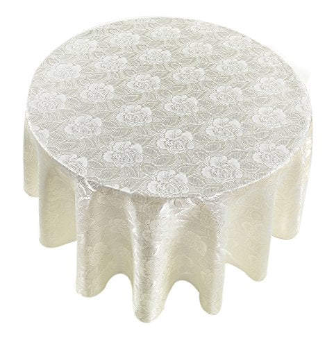 Park Avenue Deluxe Collection Park Avenue Deluxe Collection inch Rose Damask inch 70 inch Round Fabric Tablecloth in Ivory