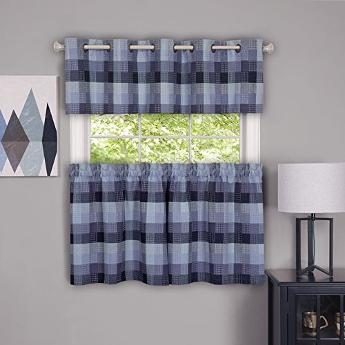 Ben&Jonah Collection Harvard - Window Curtain Tier Pair - 57x36 Blue