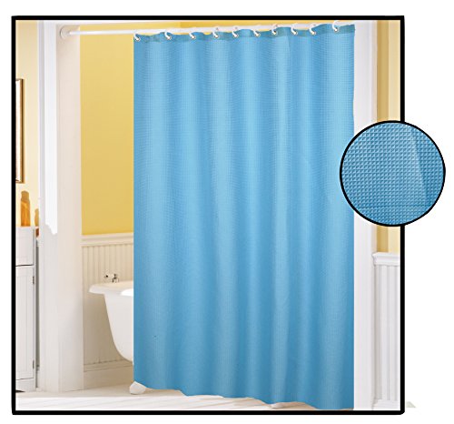Royal Bath Waffle Weave Textured Fabric Shower Curtain with Metal Grommets (70 inch x 72 inch ) - Light Blue