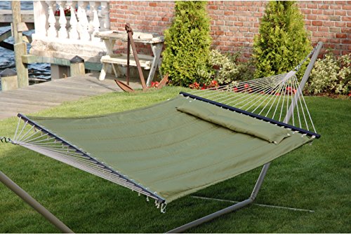 Patio Bliss Hammock Quilted with Pillow with inch S inch Stitch - Sage Green