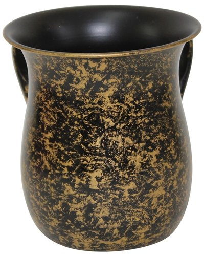 Ultimate Judaica Wash Cup Stainless Steel Black/Gold 5.5 inch H