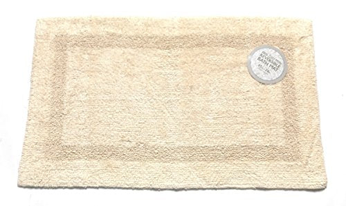 Royal Bath Collection Reversible Solid Color Large (21 inch x 34 inch ) 100% Cotton Bath Mat (Ivory)