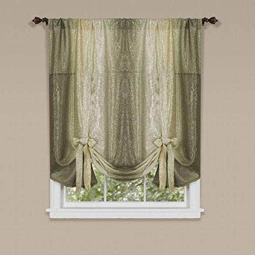 Ben&Jonah Collection Ombre Window Curtain Tie Up Shade 50x63 - Sage