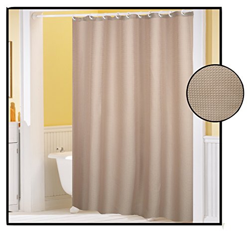 Royal Bath Waffle Weave Textured Fabric Shower Curtain with Metal Grommets (70 inch x 72 inch ) - Linen