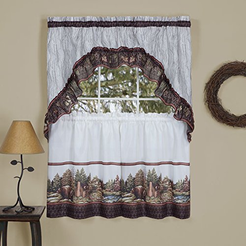 Park Avenue Collection Woodlands Tier & Swag Set 57x24 Tier Pair/57x36 Swag