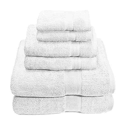 Premium Plush 100% Cotton 650 GSM 6 Piece Towel Set: 2 Bath Towels (30 inch x 56 inch ) 2 Hand Towels (16 inch x 30 inch ) and 2 Wash Cloths (14 inch x 14)