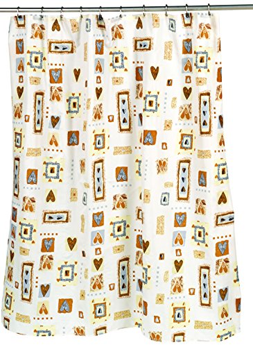 BenandJonah Collection Fabric Shower Curtain 70 x 72 inch Funky Heart Design