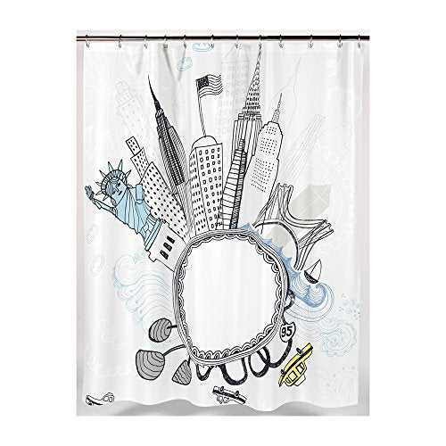 Park Avenue Deluxe Collection Park Avenue Deluxe Collection inch Funky City inch Fabric Shower Curtain