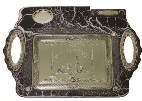 Ultimate Judaica Challah Tray Wood & Silver Plated 19.5 inch X 13 inch