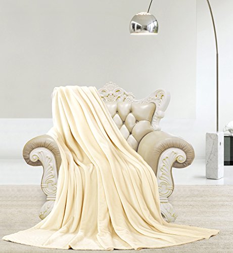 Ultra Lush Shiny Velvet Queen Size Microplush Blanket (90 inch x 90 inch ) - Off White
