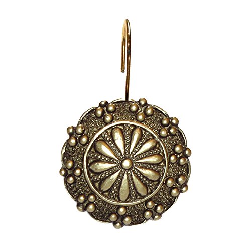 Park Avenue Deluxe Collection Park Avenue Deluxe Collection inch Sheffield inch Resin Shower Curtain Hooks in Antique Gold
