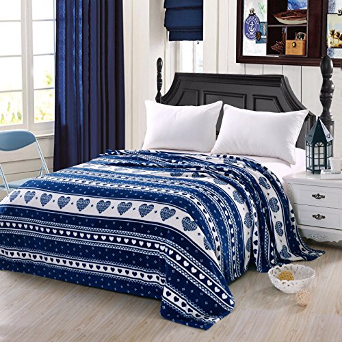 Corzon Enamorado Twin Size (66 inch x 86 inch ) Micro-Fleece Blanket - Navy