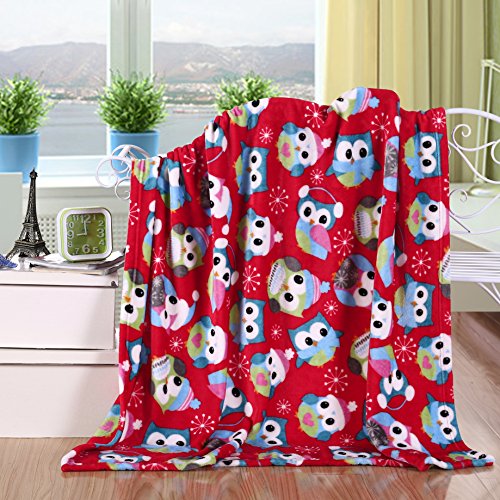 Ultra Soft Holiday Fleece Blanket (50 inch x 60 inch ) - Owl