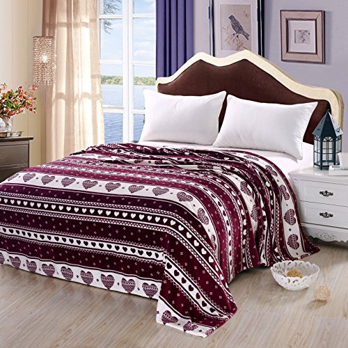 Corzon Enamorado King Size (102 inch x 86 inch ) Micro-Fleece Blanket - Burgundy