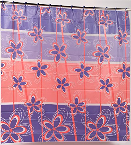 Royal Bath 5 Gauge PEVA Non-Toxic Print Shower Curtain Liner with Built in Hooks(70 inch x 72 inch ) - Posy