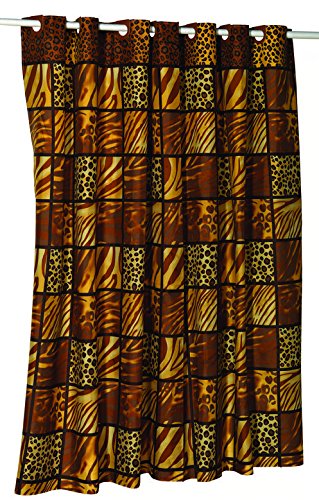 Royal Bath Easy On (No Hooks Needed) Fabric Shower Curtain (70 inch x 72 inch ) with Built in Hooks - Wild Encounter