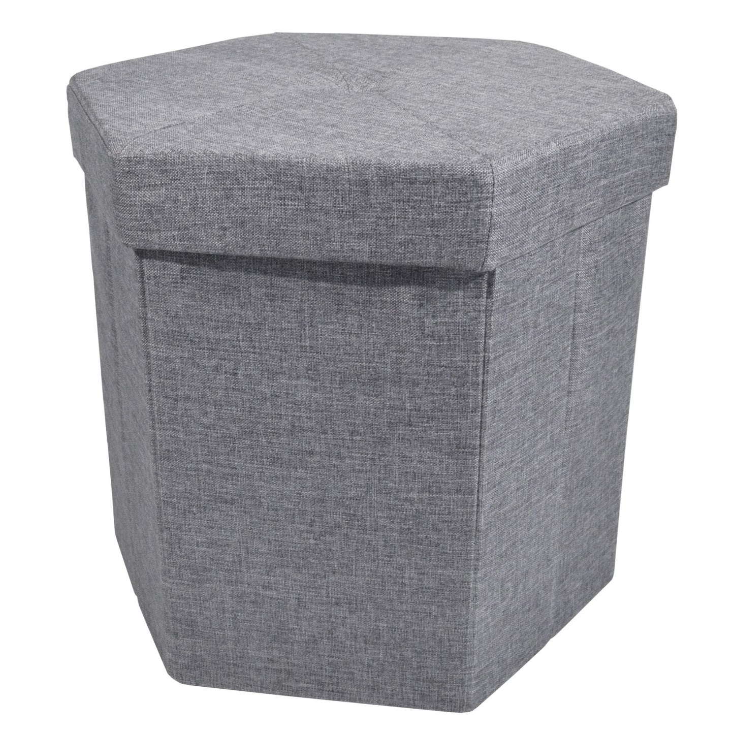 Traditional Elegance Collapsible Hexagon Storage Ottoman - Grey Linen 15x15x15