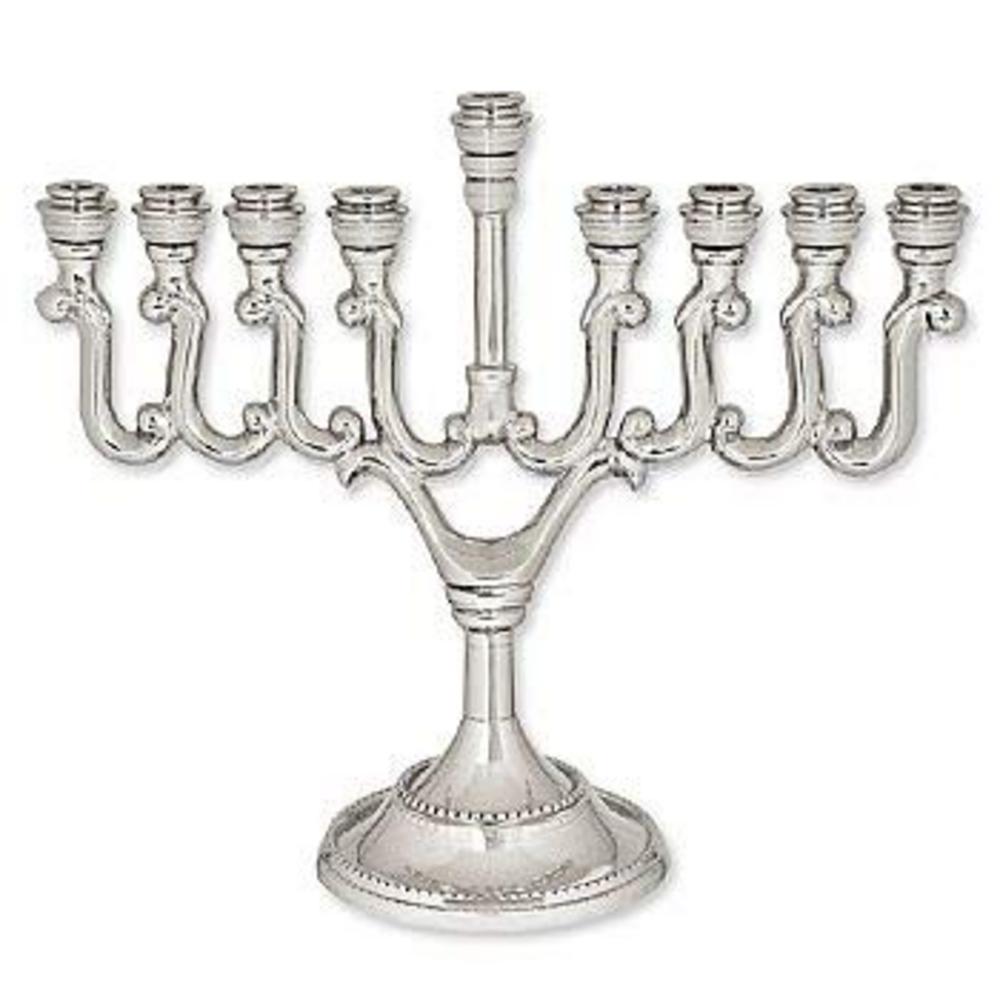 Ben&Jonah Highly Polished Nickel Plated Aluminum Menorah