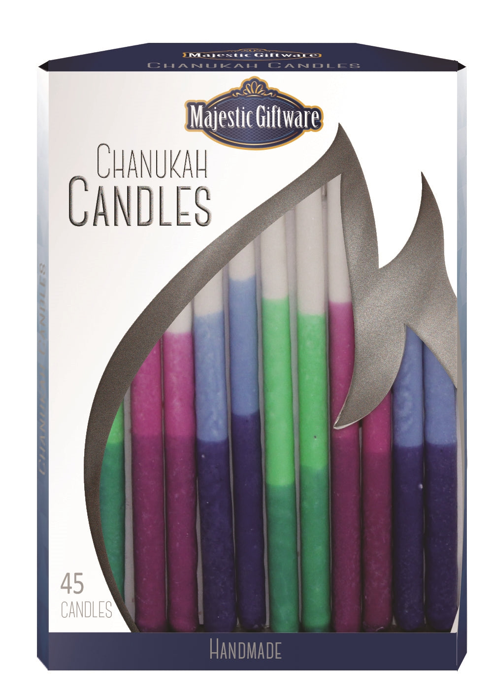Ben&Jonah Chanukah Candles - Executive Collection - 45 Pack - Blue/Pink/Green - 6"