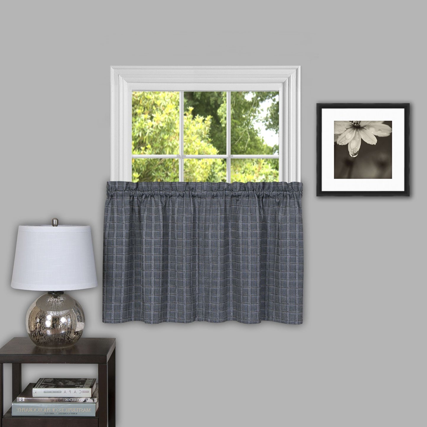 Traditional Elegance Fionna 58x36 Window Curtain Tier Pair - Grey
