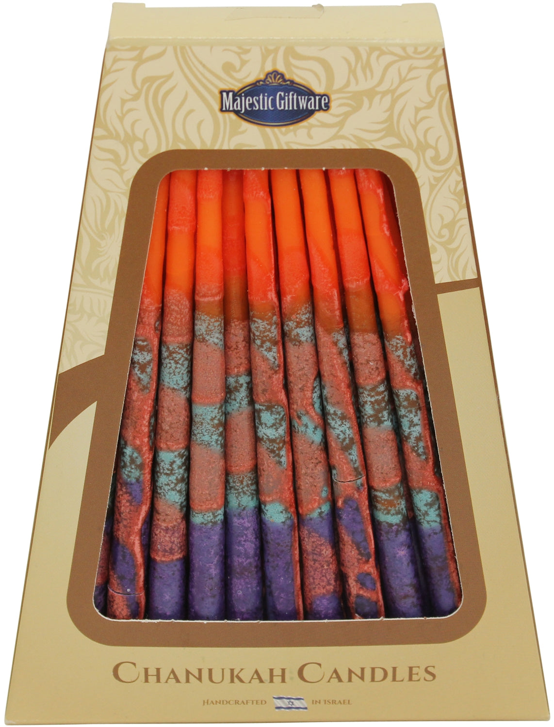 Ben&Jonah Safed Chanukah Candles - 45 Pack - Orange/Purple - 6"
