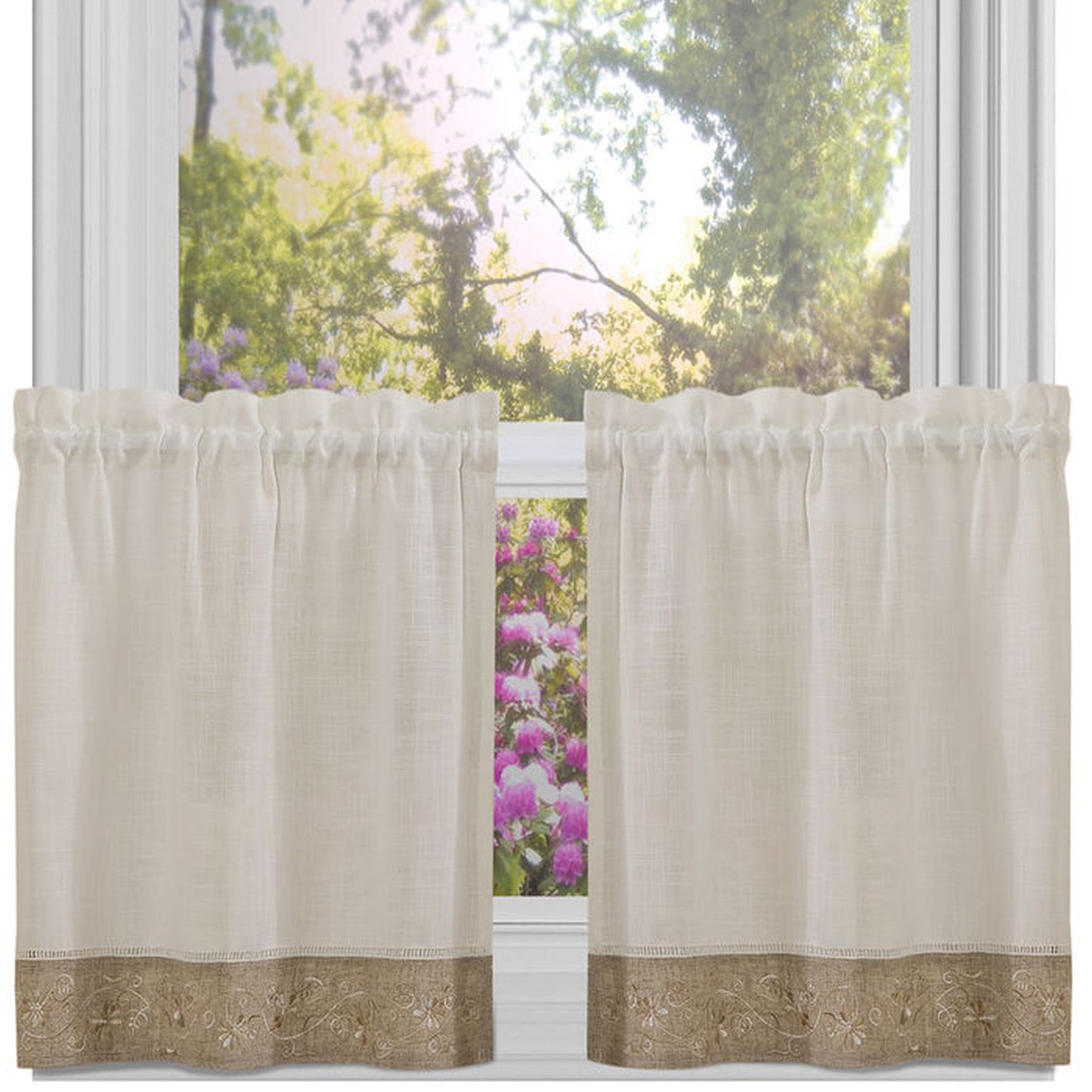 Traditional Elegance Oakwood 58x24 Window Curtain Tier Pair - Natural