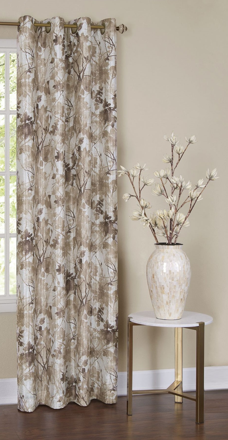 Traditional Elegance Trinity - Lined Grommet Window Curtain Panel - 50x63 - Tan