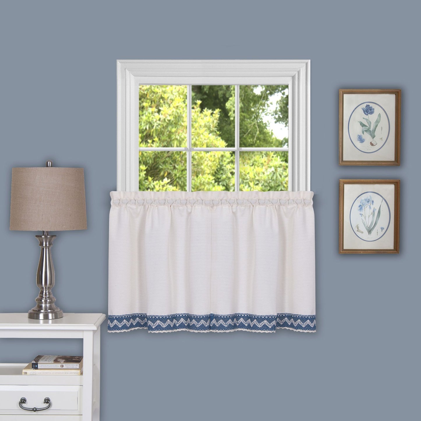 Traditional Elegance Provincial 58x24 Window Curtain Tier Pair - Blue