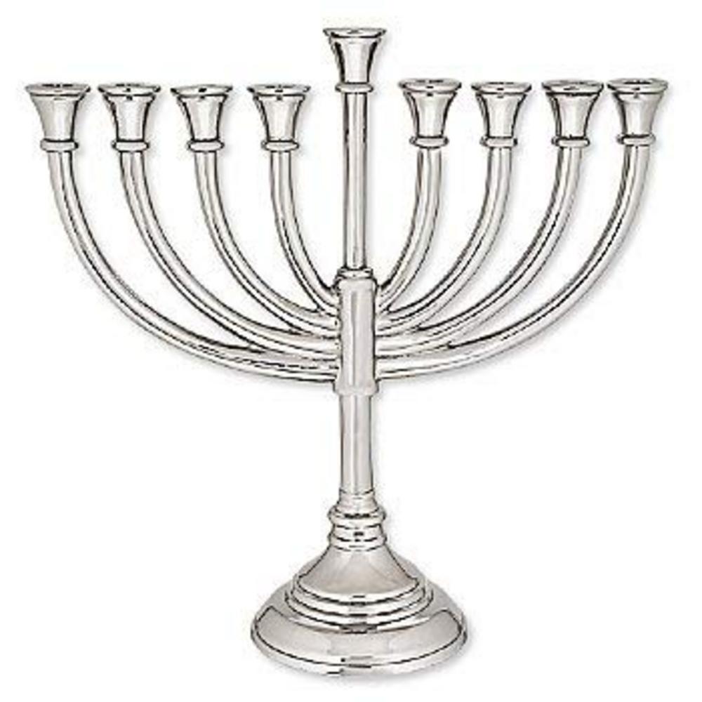 Ben&Jonah Traditional Nickel Plated Aluminum Menorah-…