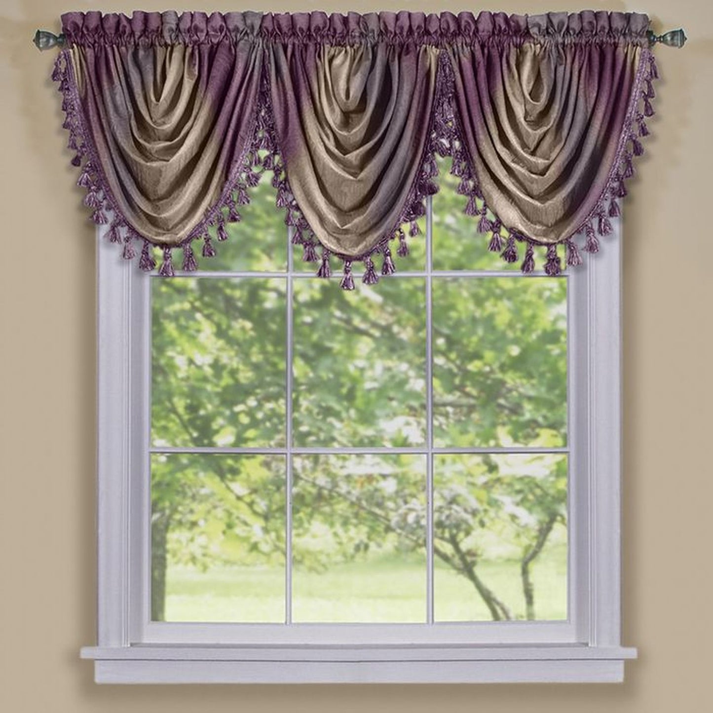 Traditional Elegance Ombre Waterfall Valance - Aubergine