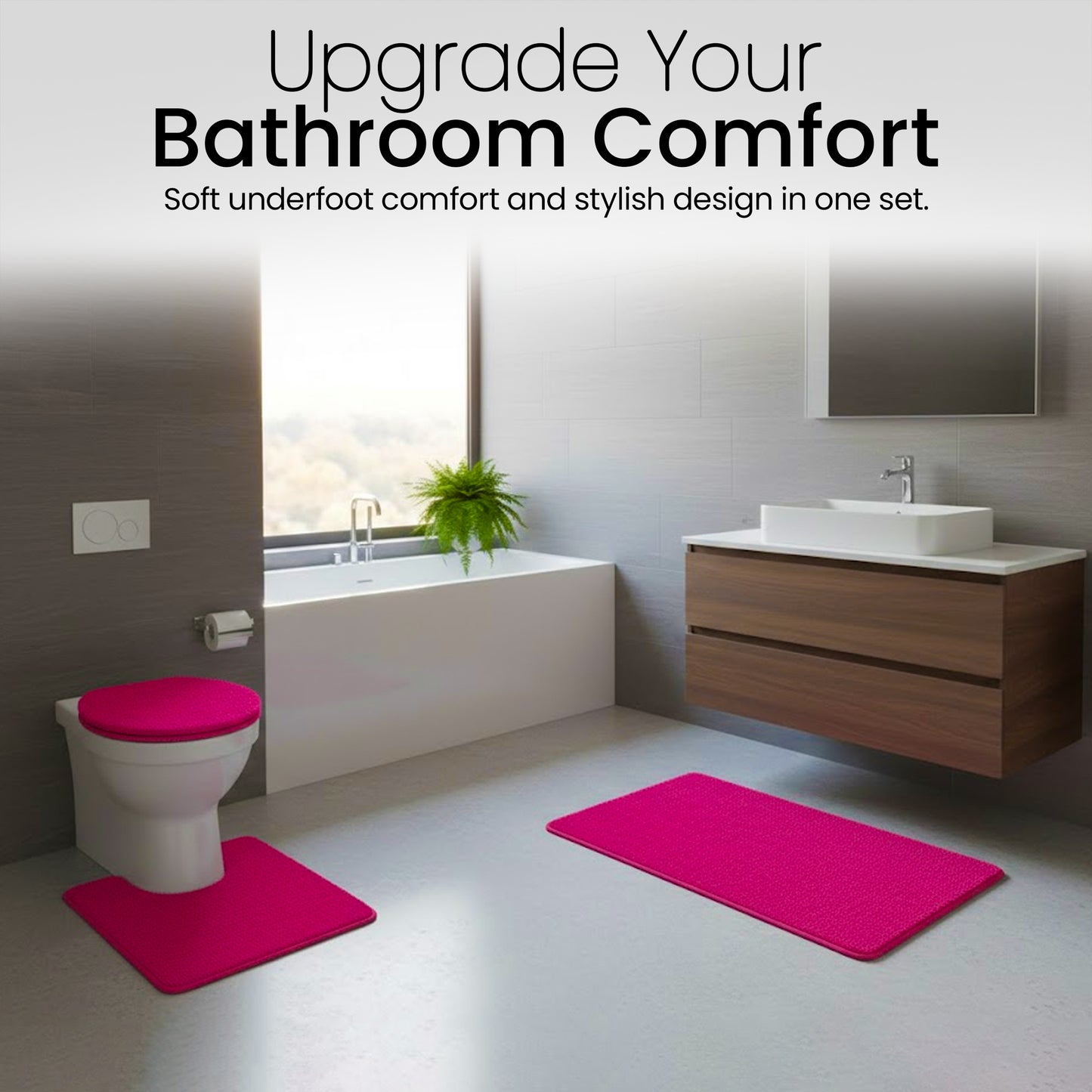 Soft Comfort Plush 3-Piece Bath Rug Set with Non-Skid Backing