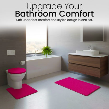 Soft Comfort Plush 3-Piece Bath Rug Set with Non-Skid Backing