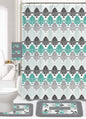 18-Piece Bathroom Set - Total makeover - Includes Fabric Shower Curtain, Bath Rug & Contour Rug, 3 Towels and 12 Hooks