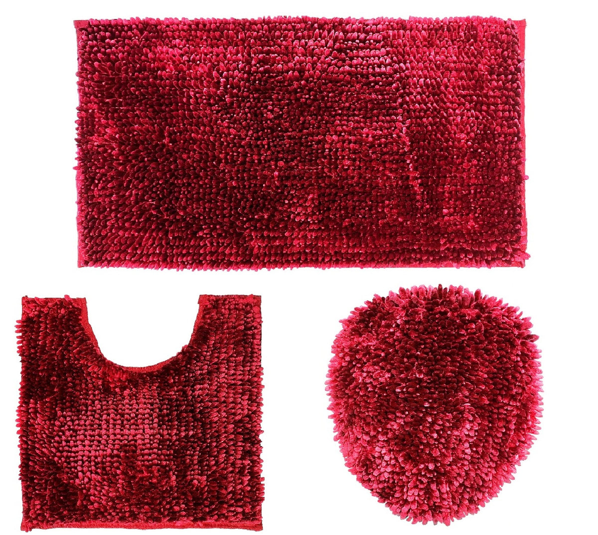 Ben & Jonah 3 Piece Marled Chenille Shag Bath Rug Set