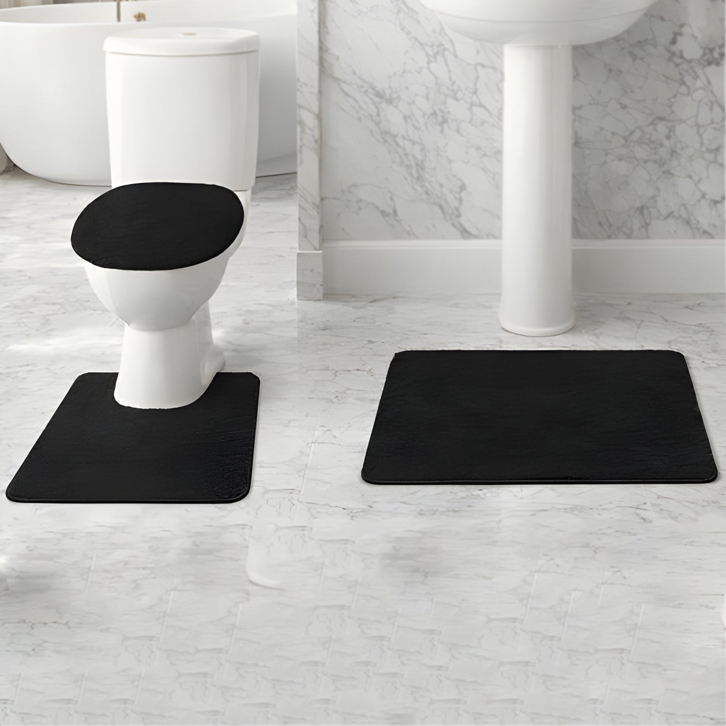 Soft Comfort Plush 3-Piece Bath Rug Set with Non-Skid Backing
