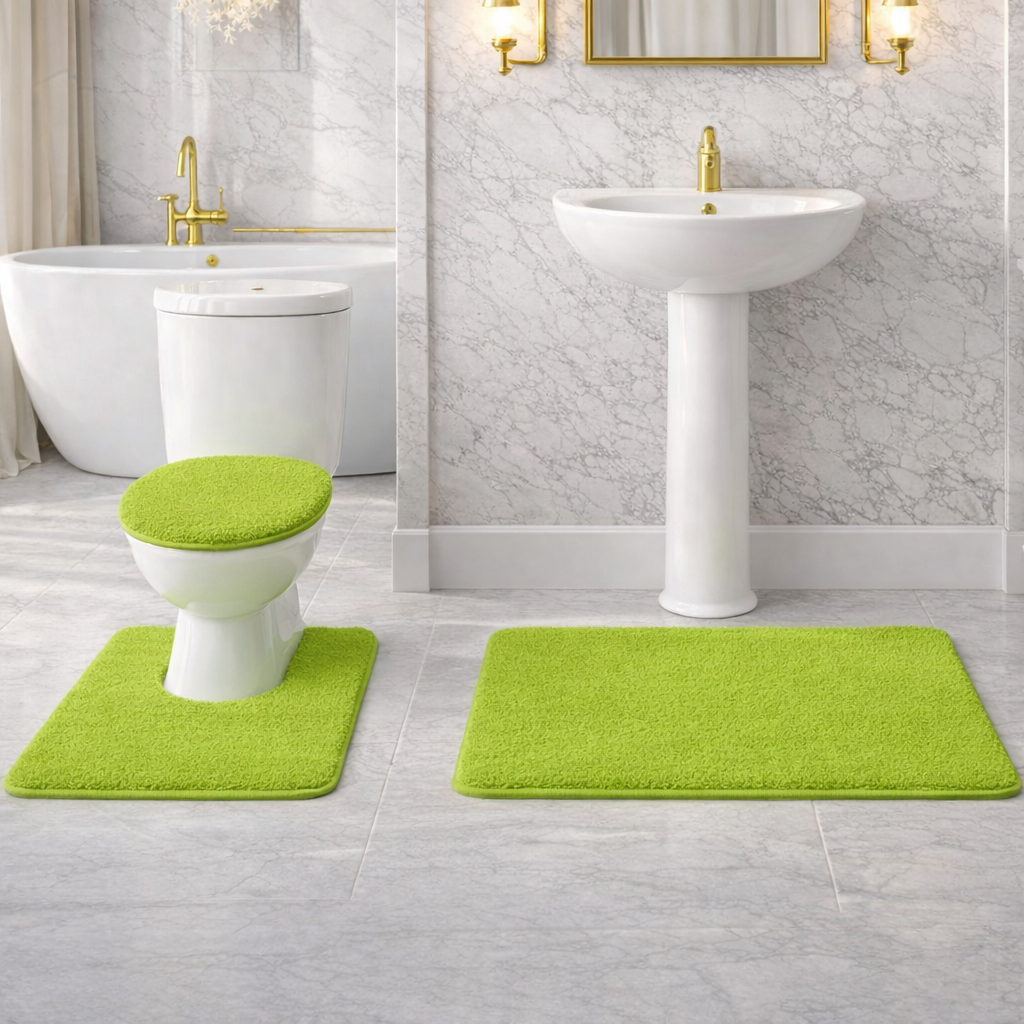 Soft Comfort Plush 3-Piece Bath Rug Set with Non-Skid Backing