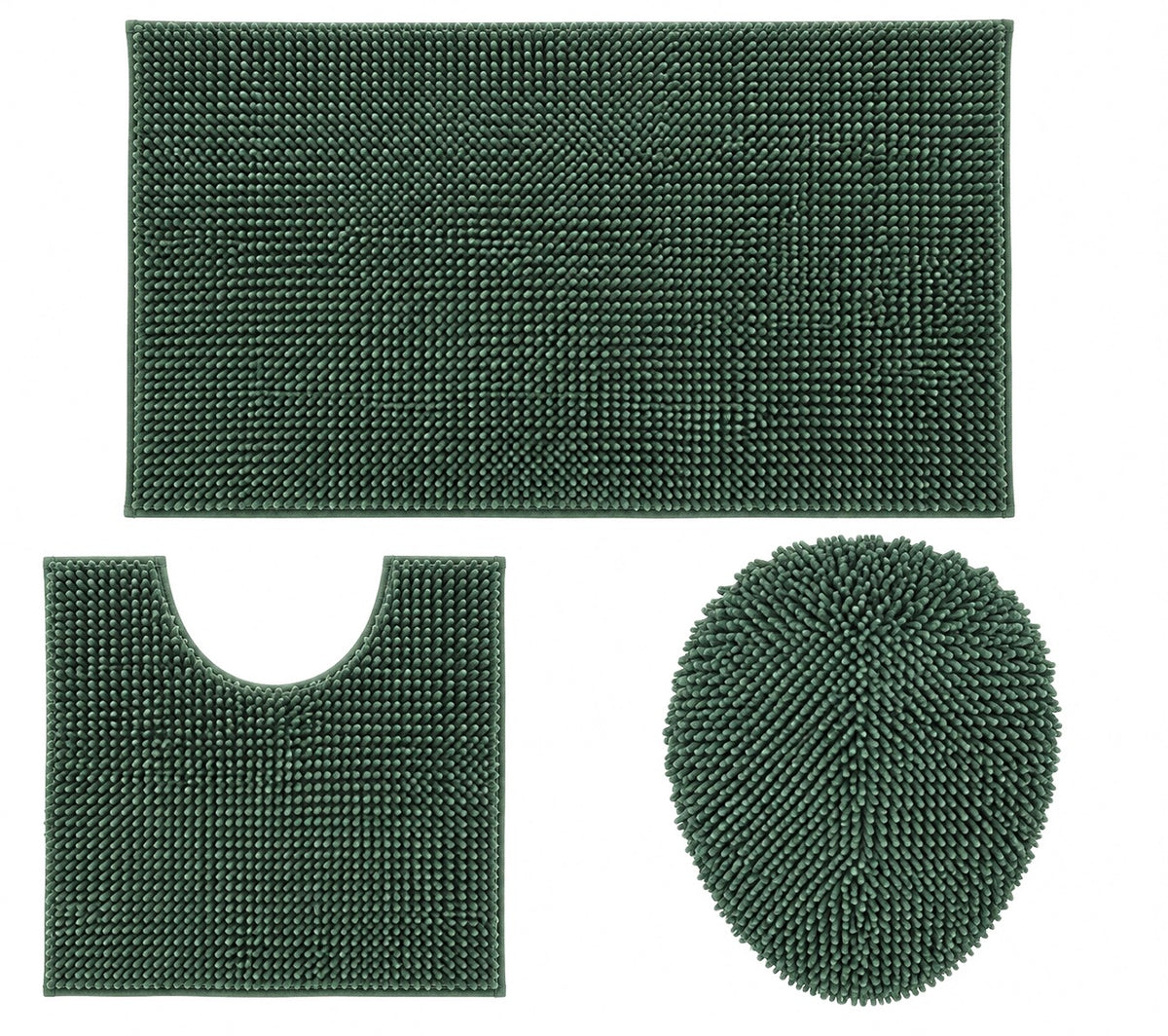 Ben & Jonah 3 Piece Marled Chenille Shag Bath Rug Set