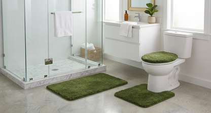 3-Piece Bathroom Rug Set, Soft Microfiber Bath Mat, Contour Rug & Toilet Lid Cover with Non-Slip Backing, Absorbent & Plush