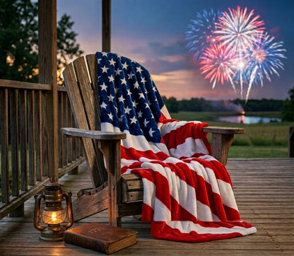 American Flag Ultra Lush Oversized Throw Blanket 50x70, Patriotic Stars and Stripes Plush Fleece, Red White Blue USA 250th Anniversary Independence Day Throw for Couch Bed Sofa