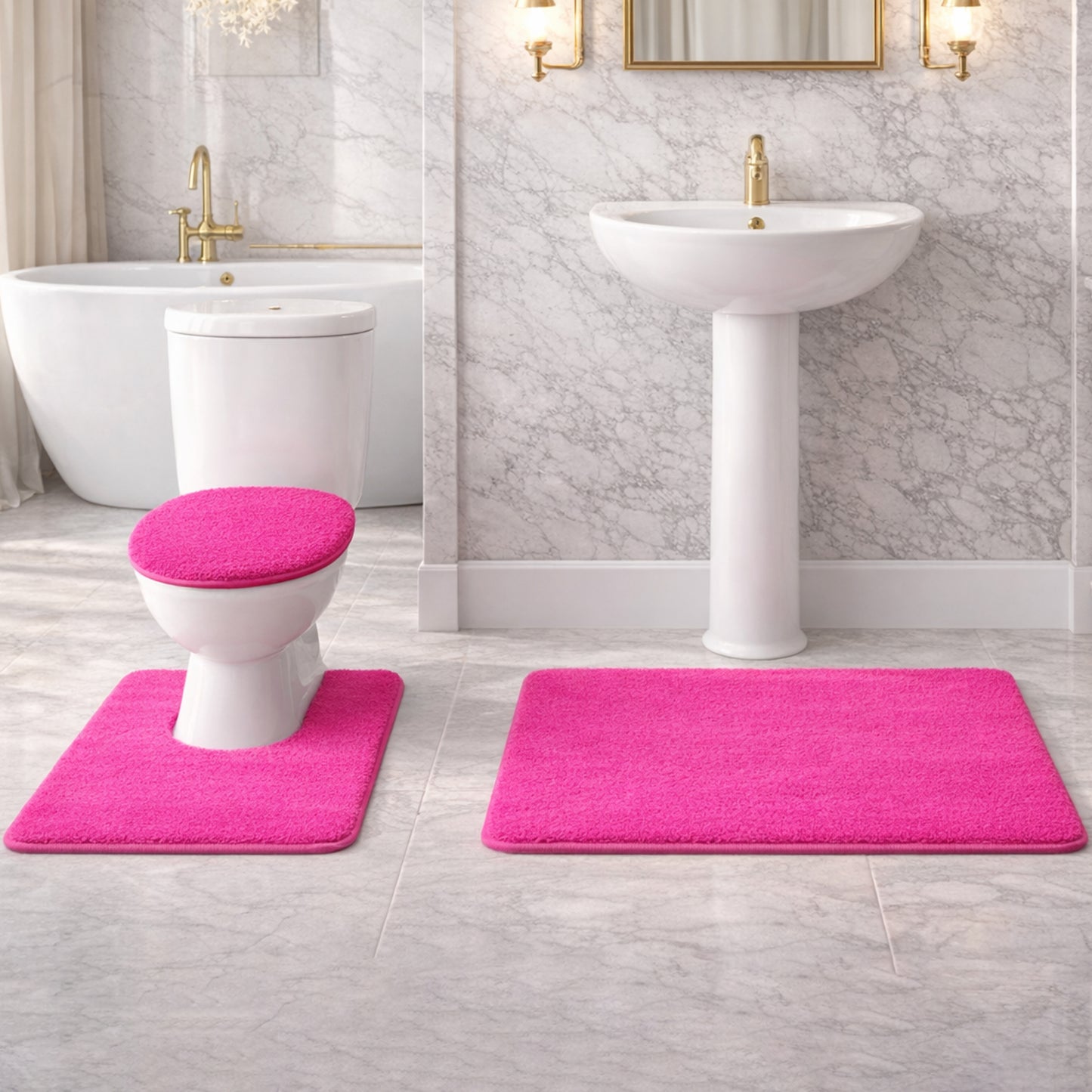 Soft Comfort Plush 3-Piece Bath Rug Set with Non-Skid Backing