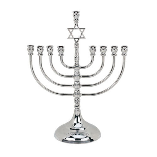 Ben&Jonah Traditional Silverplated Menorah-Star of David-Magen David-12 W x 9" H