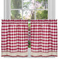 Traditional Elegance Buffalo Check Window Curtain Tier Pair - 58x24 - Burgundy