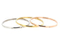 Ben and Jonah Stainless Steel Tri-Tone Fancy Set of 3 Bangles with Clear Stones 70mm
